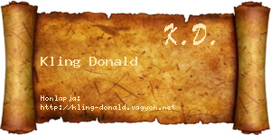Kling Donald névjegykártya