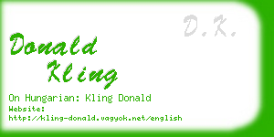 donald kling business card